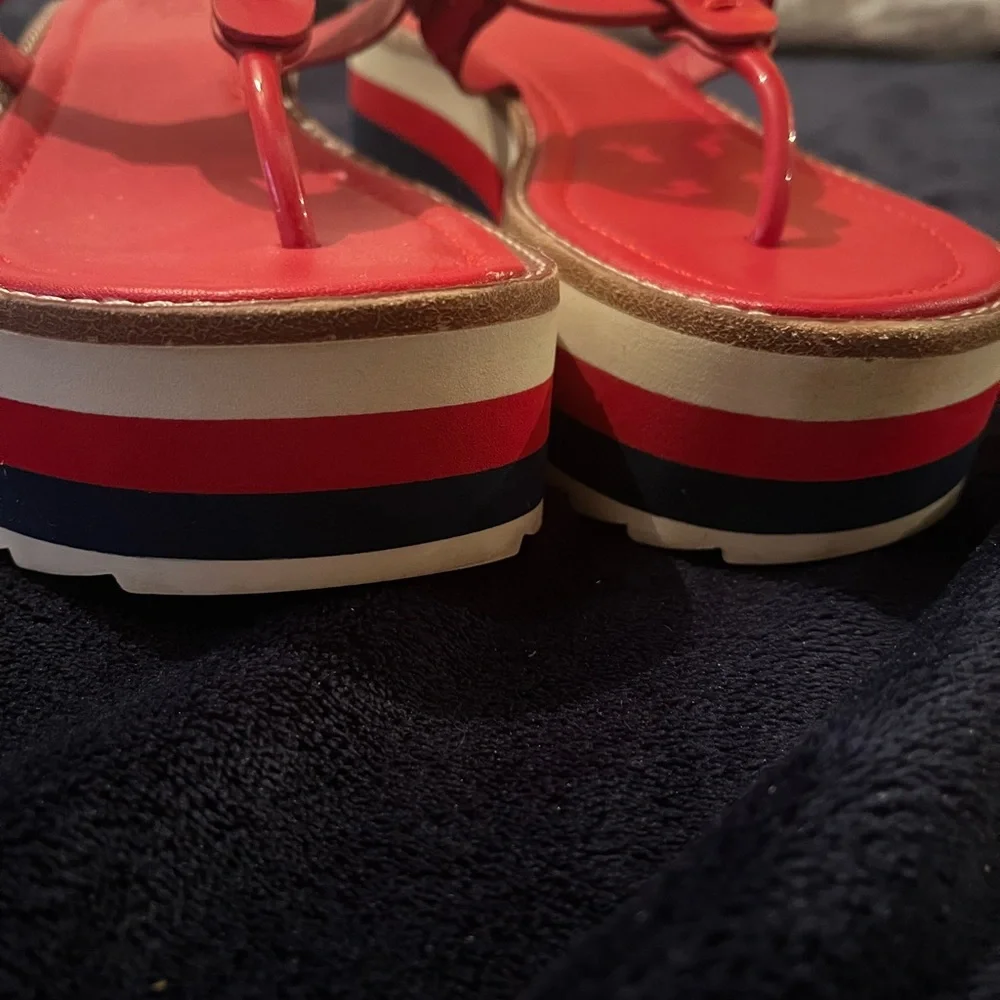 Tory Burch Red Miller Logo Thong Sandals